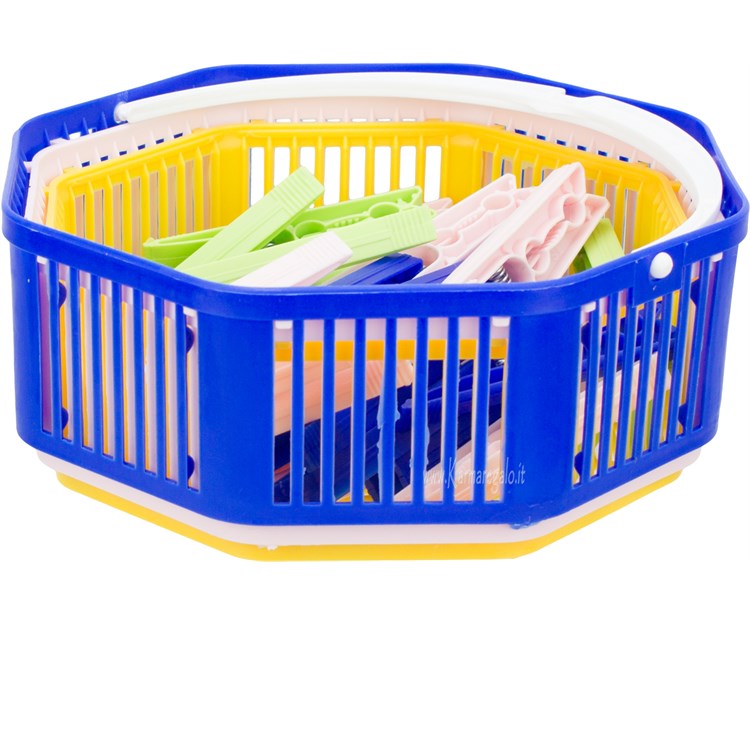 Cestotto con 30 pinze per bucato