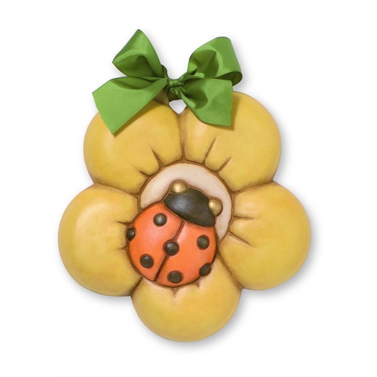 Formella THUN Coccinelle In Ceramica – Coppia Abbracciata Su Tulipano, 15,5x13,1 Cm