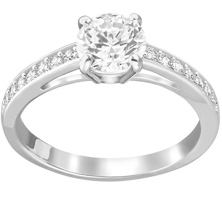 Anello Attract Rodiato con Cristallo Rotondo