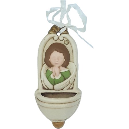 acquasantiera angelo mani giunte verde