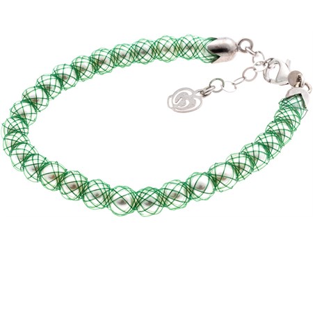 bracciale verde con perle