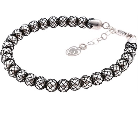 bracciale nero con perle