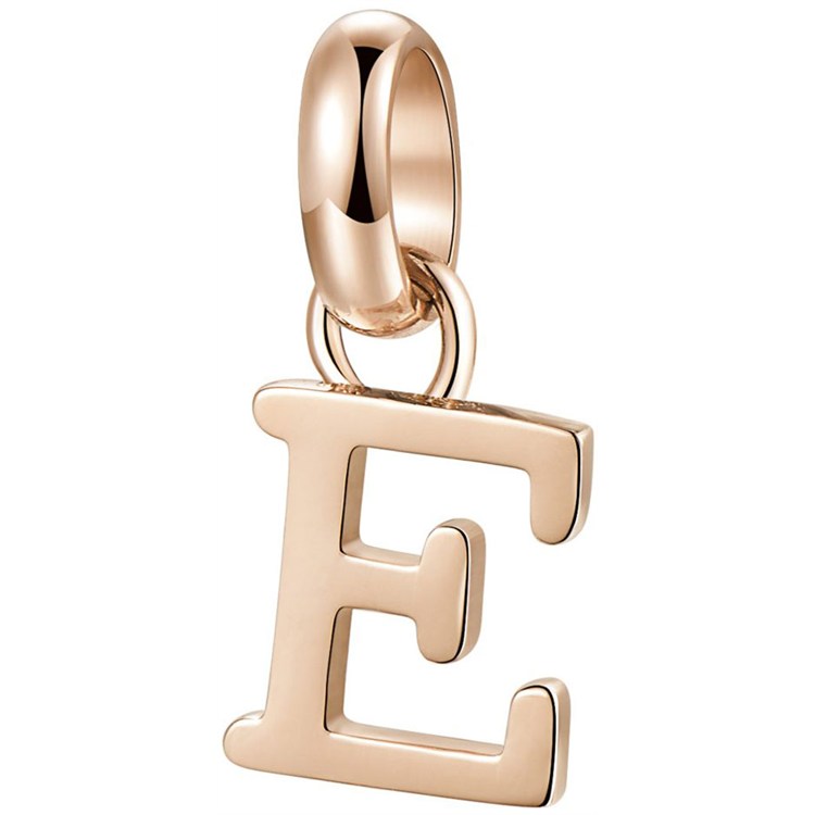 Charm Lettera E Oro Rosa