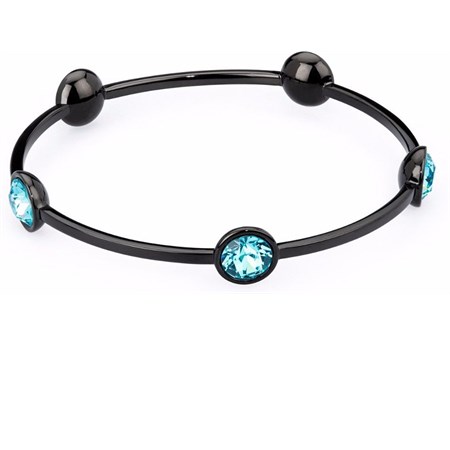 bracciale b tring nero con cristalli azzurri