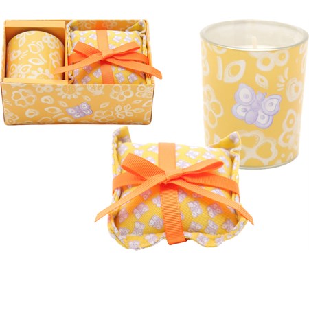 set candela piccola con cuscino grande allover butterfly