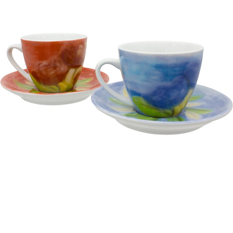 Set 2 Tazze Da Cappuccino Rosso E Blu