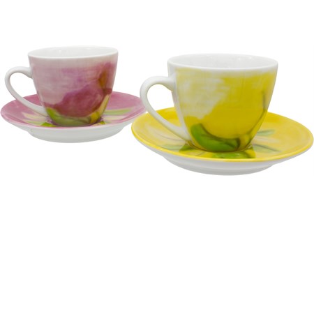 set 2 tazze da cappuccino lilla e giallo