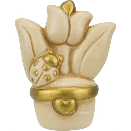 vasetto con tulipano e coccinella oro soft