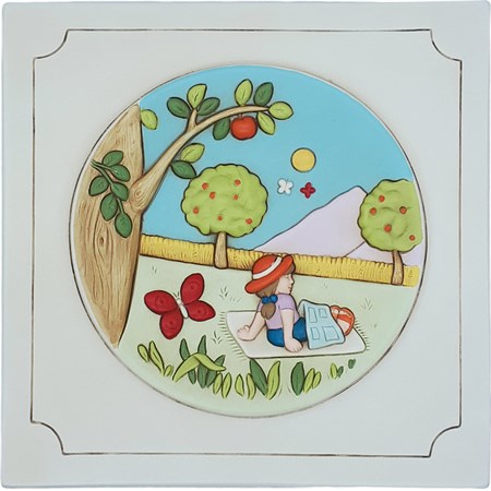 quadretto estate bimba con farfalla