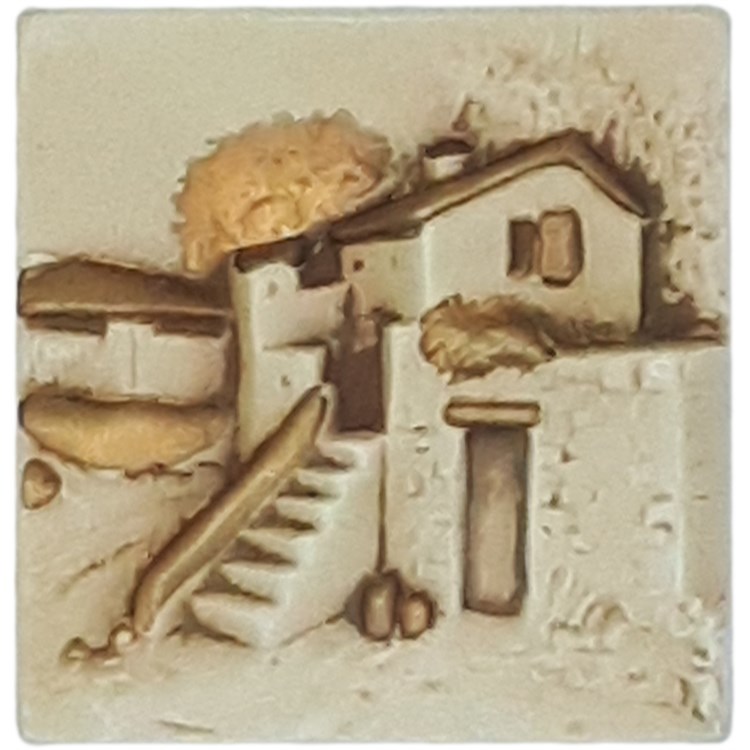 Quadretto Da Parete Con Case Oro