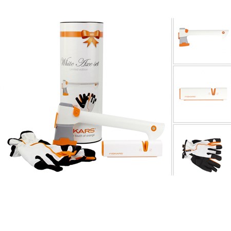 set guanti ascia affilalama fiskars