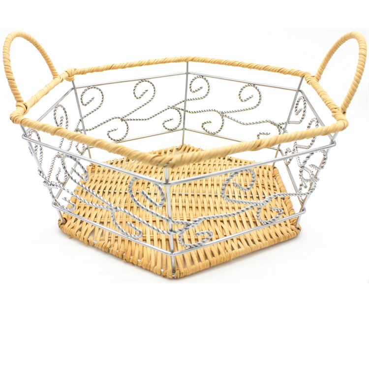 Cestino in Paglia e Filo Cromato
