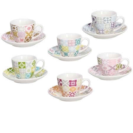 confezione 6 tazzine con piattini medina