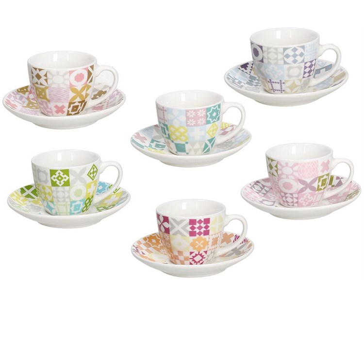 Confezione 6 Tazzine Con Piattini Medina
