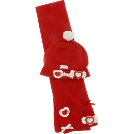 confezione berretto sciarpa cuore rosso girl thun