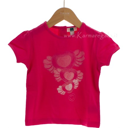 t shirt manica corta cuori alati fuscia 95 per cento cotone