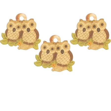 confezione 3 biglietti chiudipacco coppia di gufi