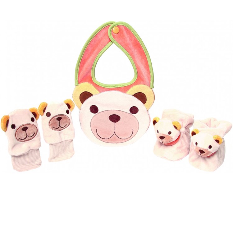 Confezione babbucce, moffole e bavaglino Teddy