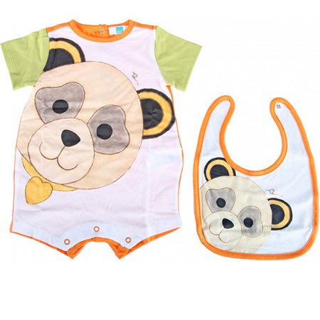 gift set pagliaccetto con bavaglino panda boy 6 mesi