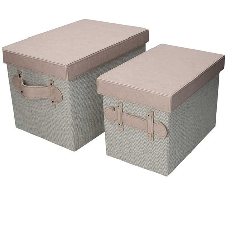 set 2 scatole rettangolari mood beige