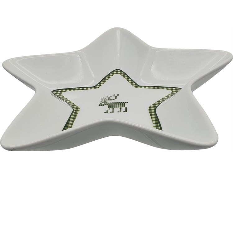 Ciotola Stella Decoro Renna Verde
