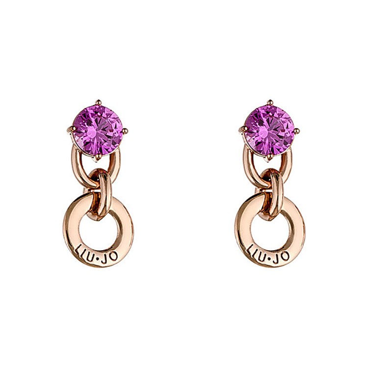 Orecchini Trendy Con Pietra Fucsia