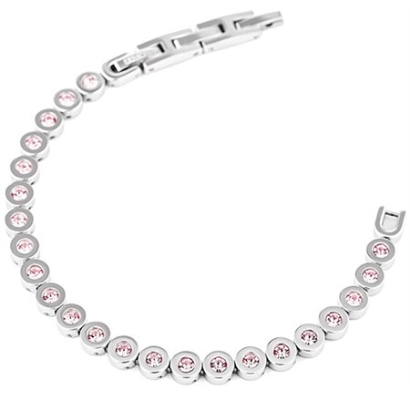 bracciale in acciaio con cristalli pesca