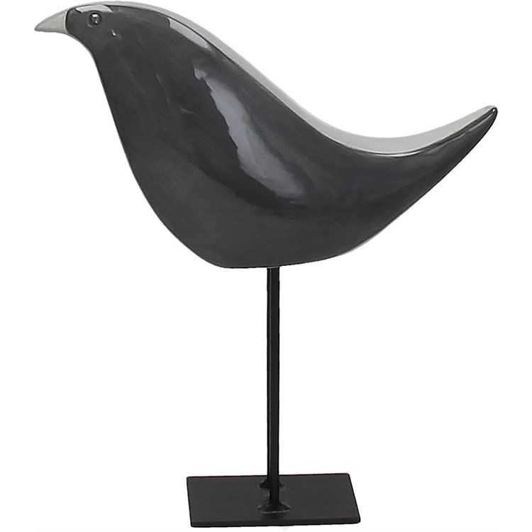 Uccellino In Porcellana Grigio Cm 24 H