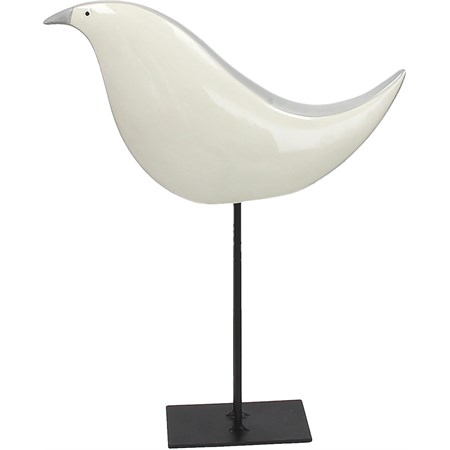 uccellino in porcellana bianco e grigio cm 32 h