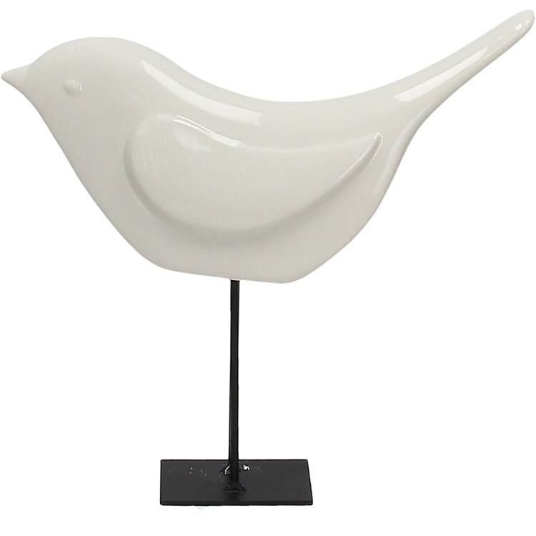 Uccellino In Porcellana Bianco Cm 26 H