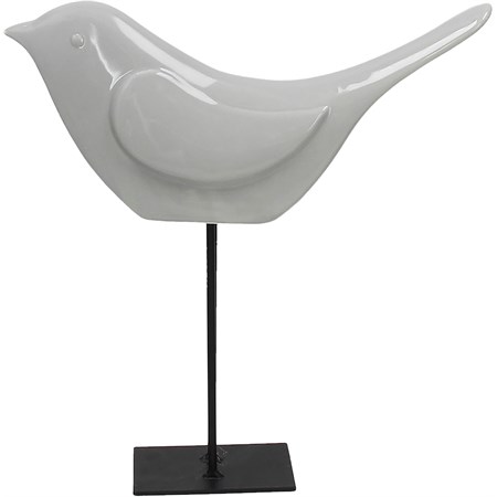 uccellino in porcellana grigio chiaro cm 30 h