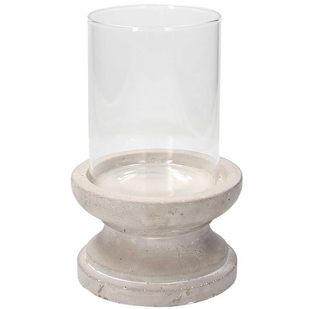 porta candela in cemento grigio h 19 cm