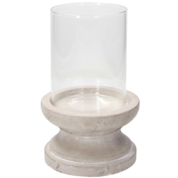 Porta Candela In Cemento Grigio H 19 cm