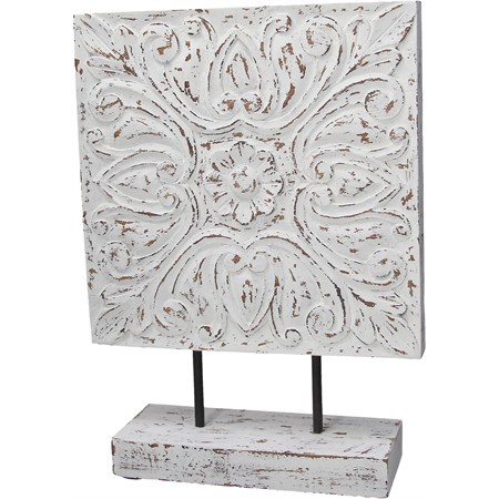 scultura quadra fiore cm 38 h