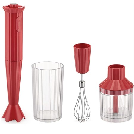set frullatore ad immersione plisse rosso