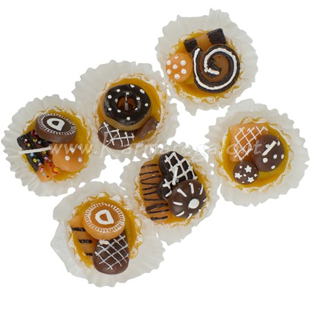 set di 6 candele pasticcino con biscotto