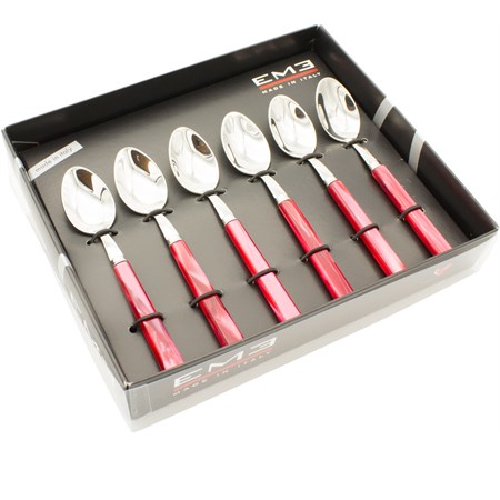 set 6 cucchiaini perla rosso