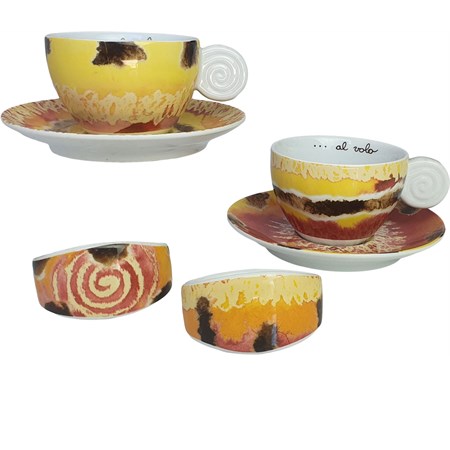 coppia di tazze da cappuccino con legatovaglioli maja