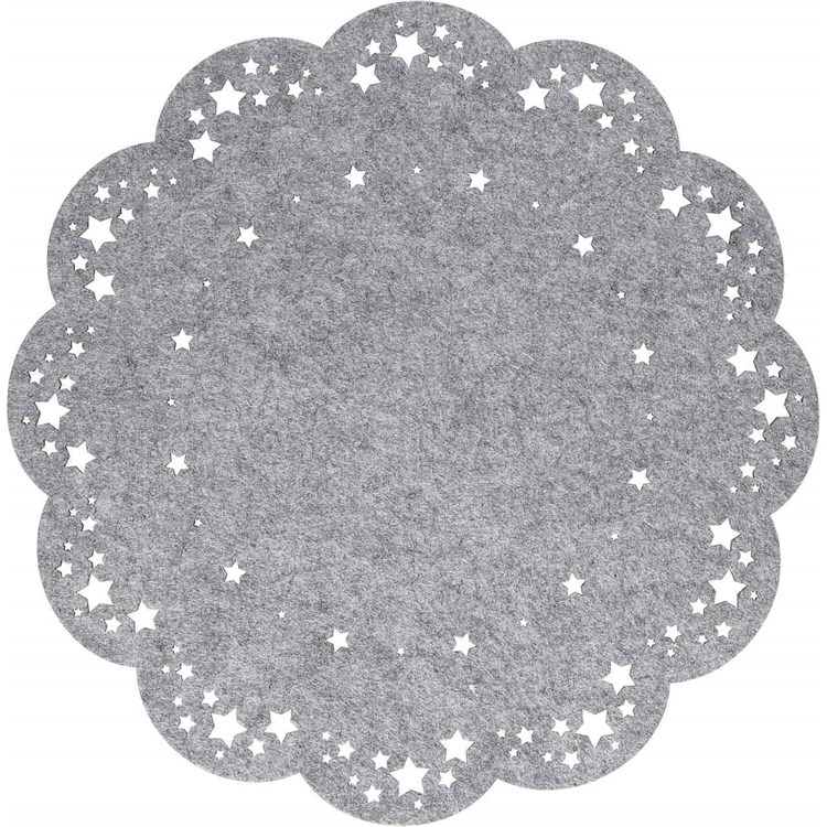 Set 2 Tovagliette Rotonde Feltro Grigio
