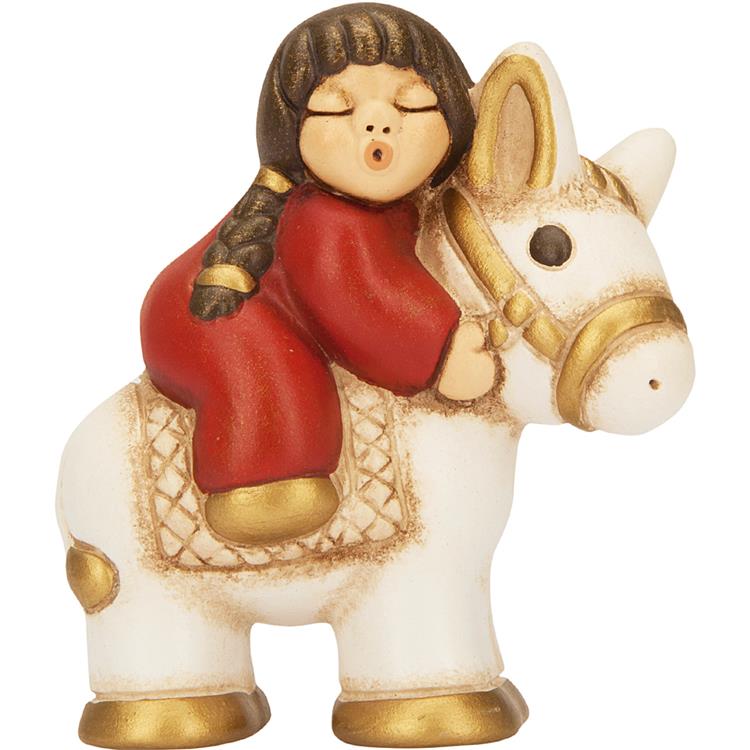 Bimba Su Asinello Rossa Presepe Classico