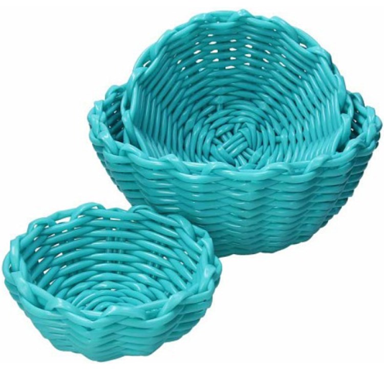 Tris Di Cestini Tondi Turchese