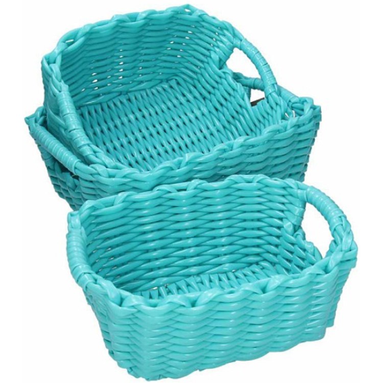 Tris Di Cestini Rettangolari Turchese