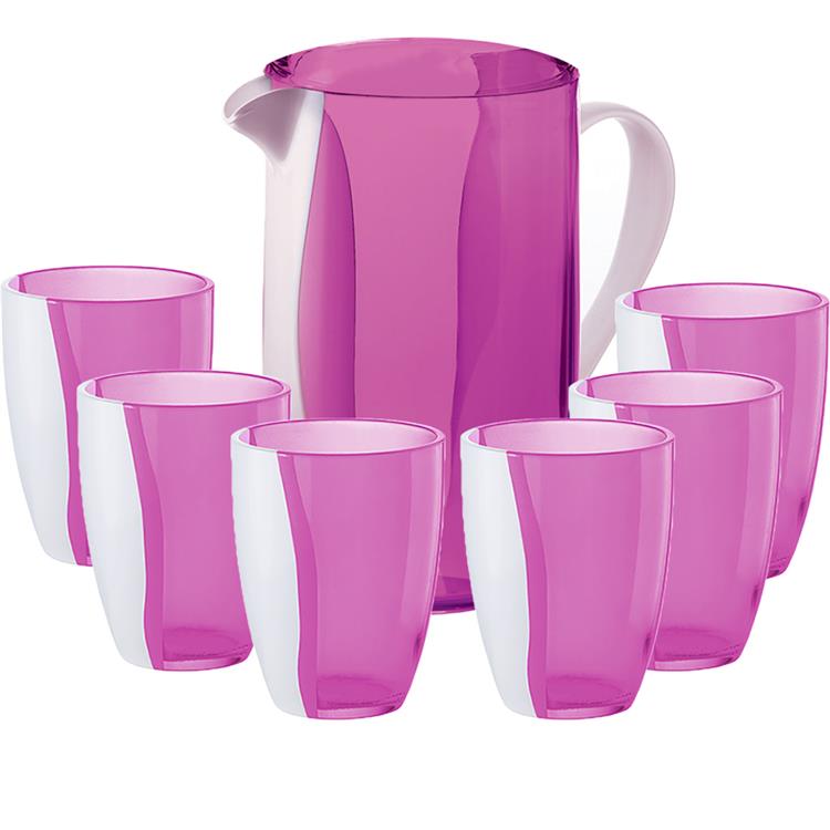 Set caraffa con 6 bicchieri bibita glicine