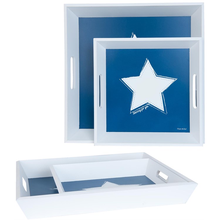 Set vassoi bianco e blu