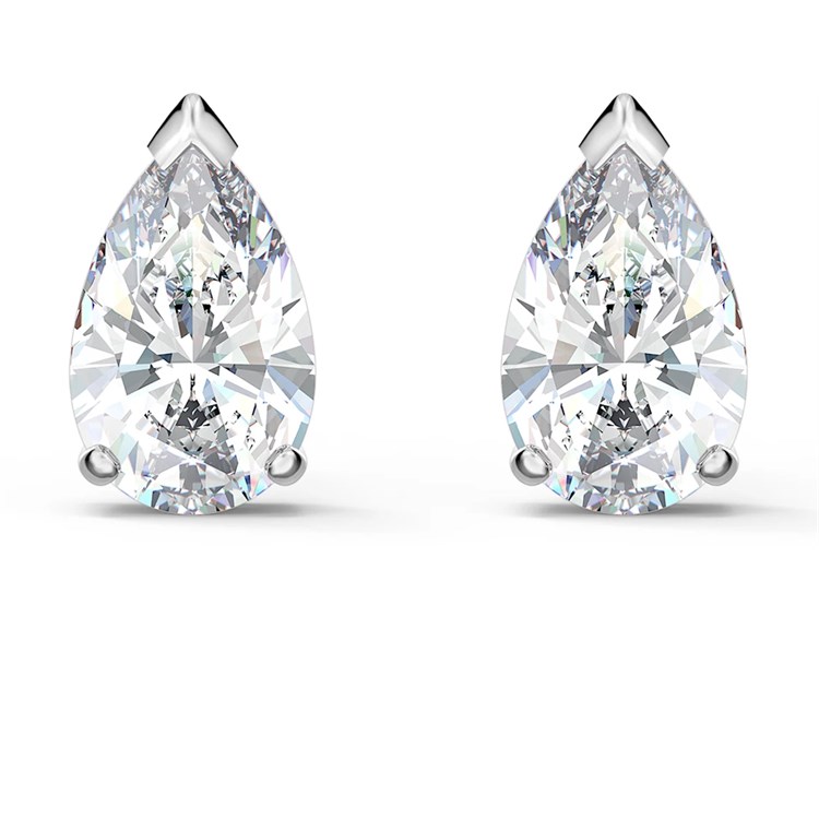 Orecchini Stud Attract Pear Bianco Placcato Rodio