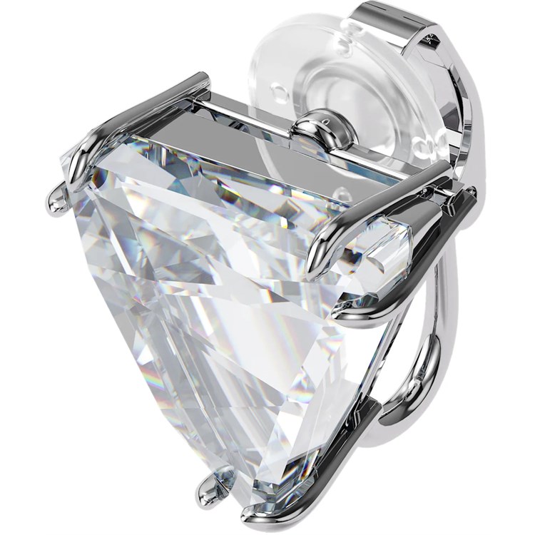 Orecchini A Clip Mesmera Singolo Bianco Placcato Rodio