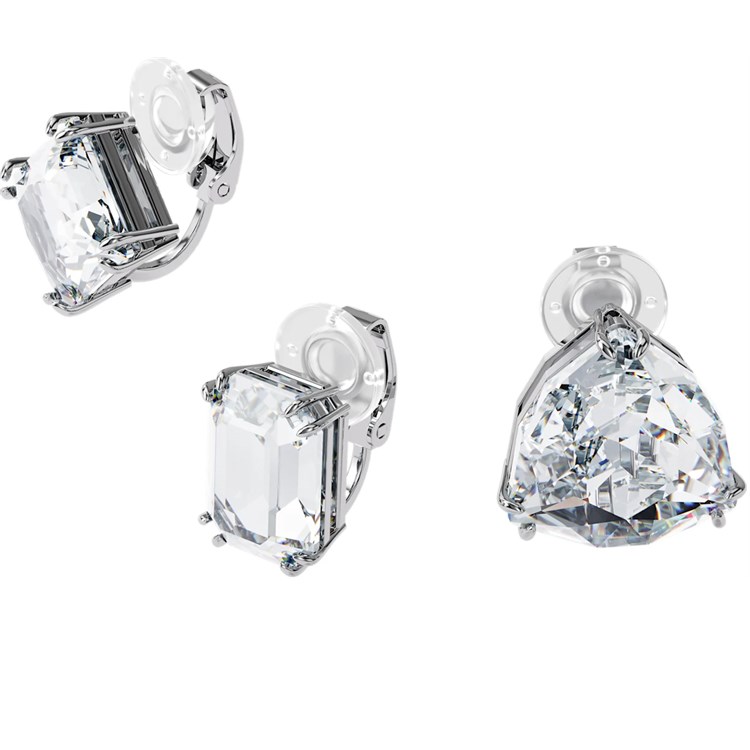 Set Orecchini A Clip Millenia Bianco Placcato Rodio