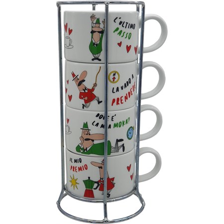 set 4 tazze cappuccio impilabili italia