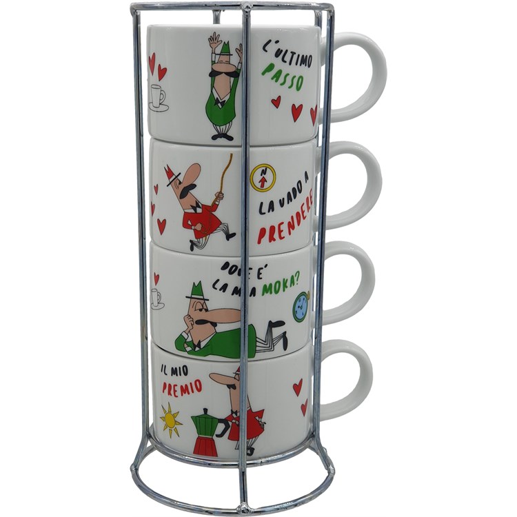 Set 4 Tazze Cappuccio Impilabili Italia