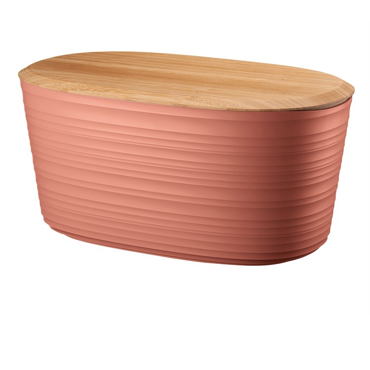 Tierra Cassetta Pane Con Coperchio Tagliere In Bambù Terracotta Chiaro